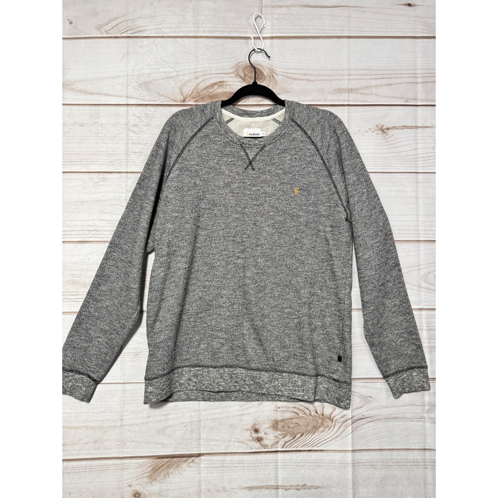 Farah Mens Grey Marl Cotton Crewneck Raglan Sweatshirt XL Logo Pullover
